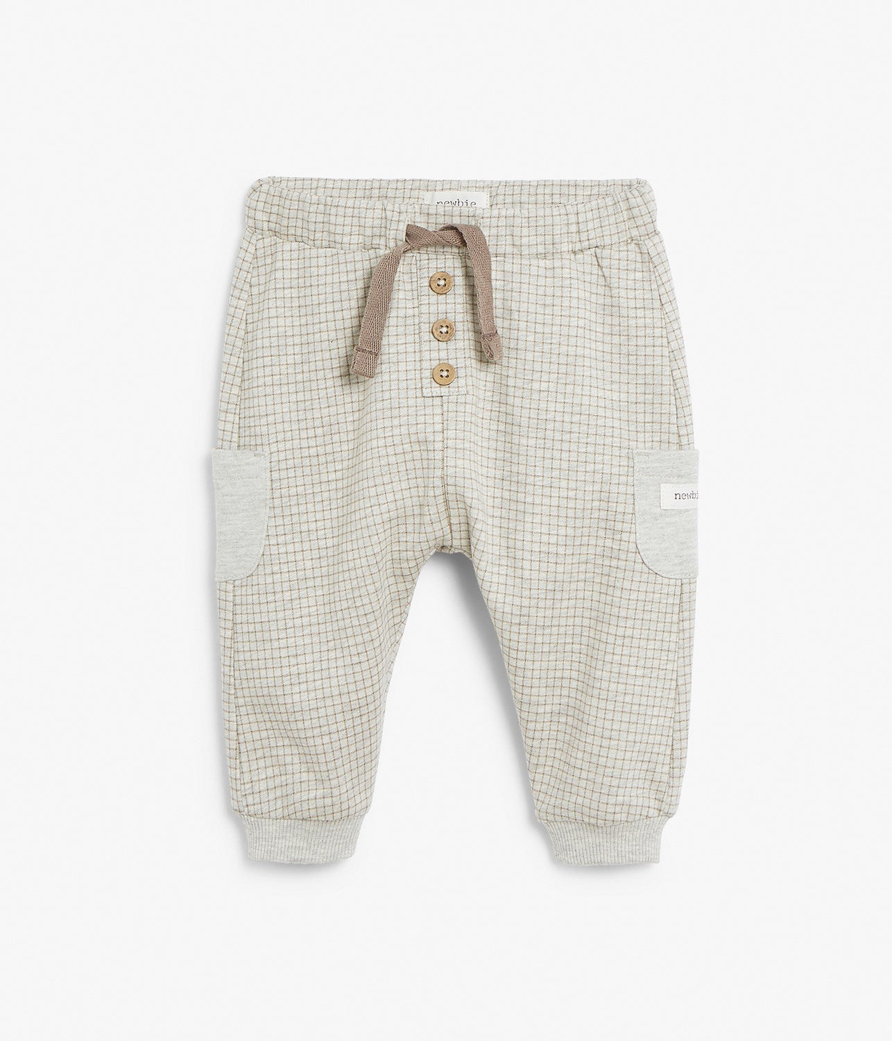 Baby beige checked jogging trousers