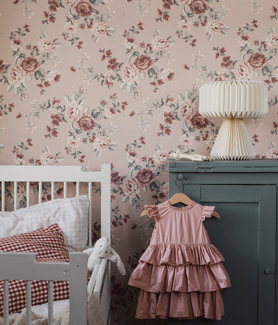 Nomi pink floral wallpaper sample
