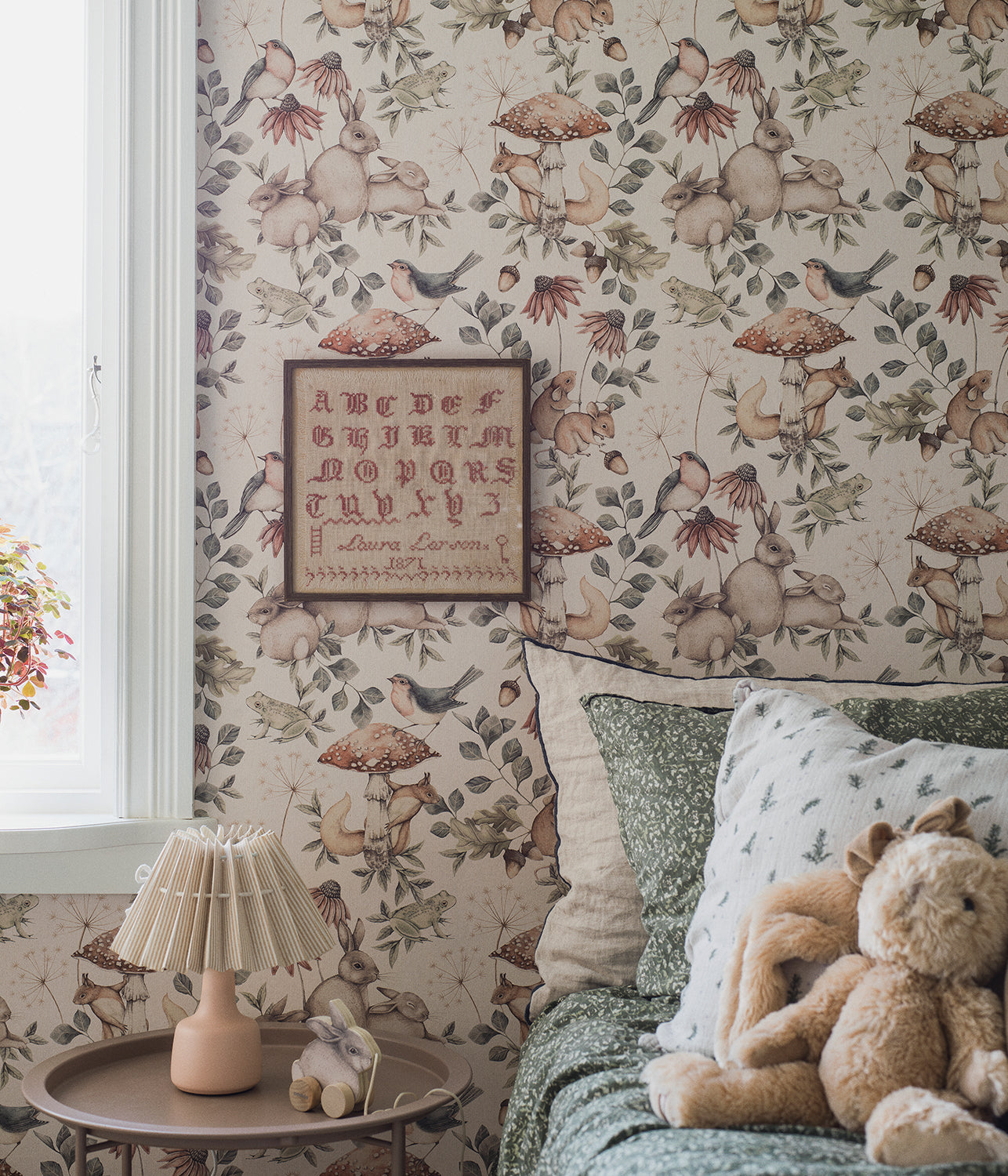 Minou white forest wallpaper sample