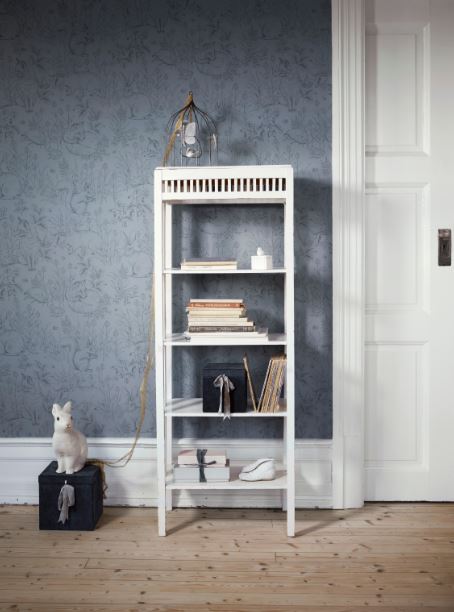 Forest Friends gray blue wallpaper sample